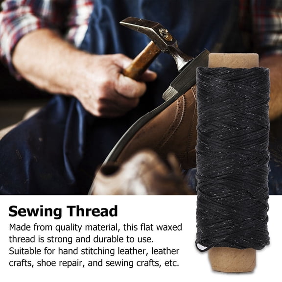 150D/16 Flat Waxed Sewing Thread Leather Craft Shoes Repair Hand Stitching Cord 50m Black