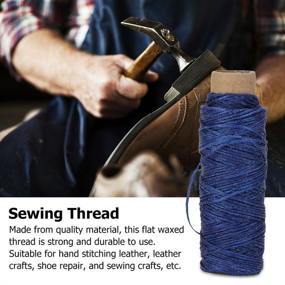 150D/16 Flat Waxed Sewing Thread Leather Craft Shoes Repair Hand Stitching Cord 50m Blue