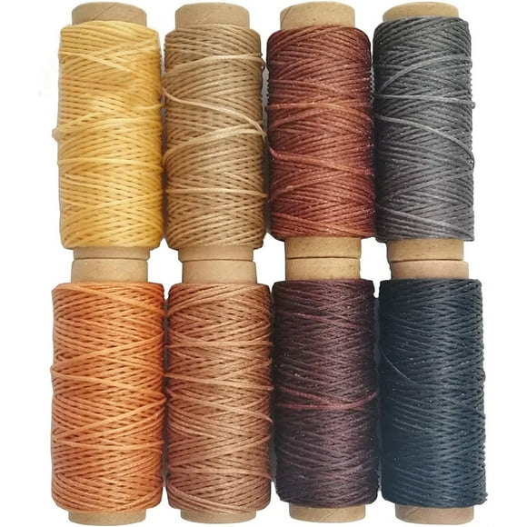 150D Multicolor Leather Sewing Thread,Sewing Waxed Thread for Bookbinding,Topboutique Thread Cord,Each of 33 Yards,Hand Stitching Thread for Shoe Repairing,8 Colors