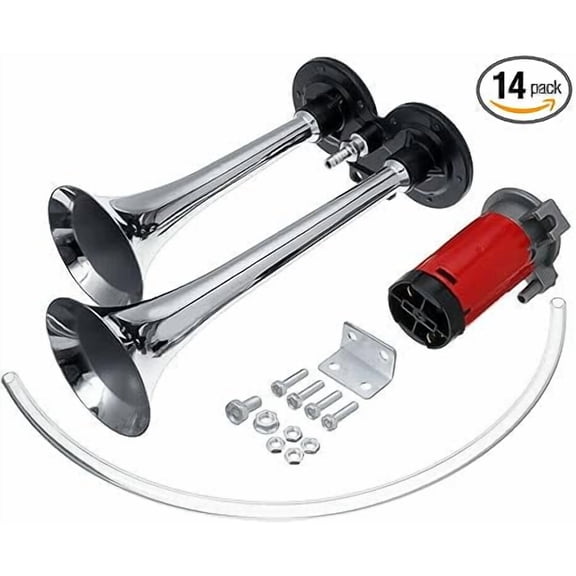 150DB Ultra Loud Dual Trumpet Car Air Horn Compressor 12V for Car Truck Train Boat Speaker n Car Horns