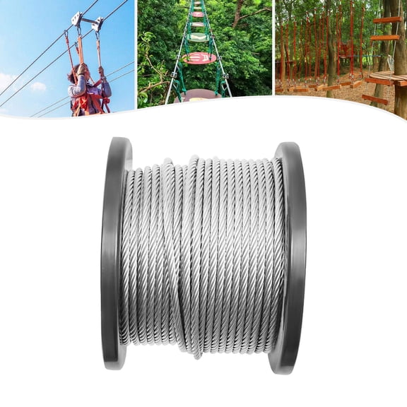 150FT 1/4 inch Stainless Steel Cable T304 7x19 Steel Wire Rope Aircraft Cable