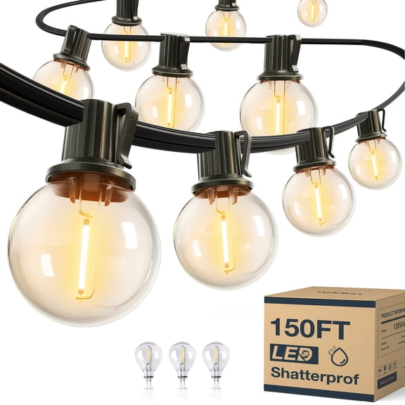 150FT IP65 Waterproof LED String Lights With Shatterproof ST38, Dimmable Outdoor Lights Suitable For Yard