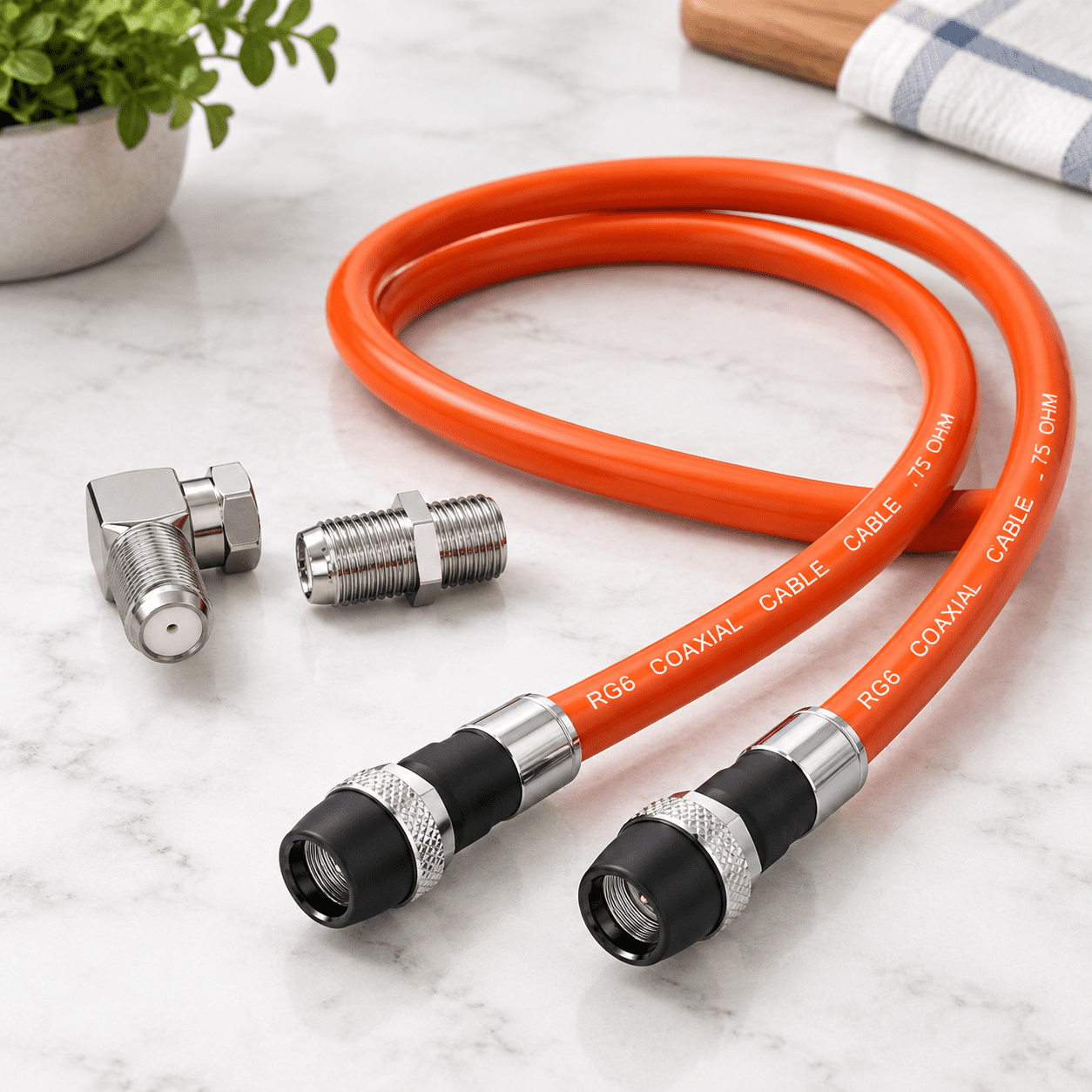 150FT Orange RG6 Coaxial Cable Extender, Triple Shielded for Signal ...