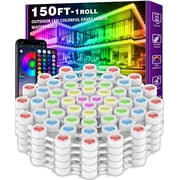 150FT Permanent Outdoor RGB Lights, IP67 Waterproof, App & Remote Control, Music Sync, DIY Scene Modes for Garden Christmas