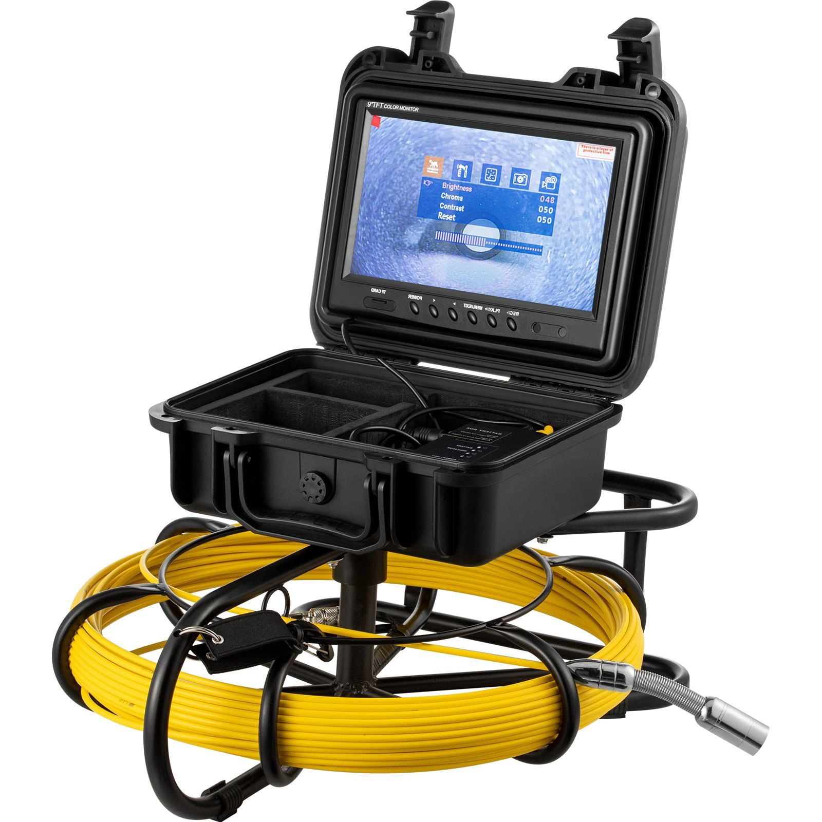 150FT Sewer Inspection Camera with 9" LCD Screen, DVR & 8GB SD Card, IP68 Waterproof Borescope w/LED Lights for Drain Pipe Plumbing, Wall Duct - Industrial Endoscope