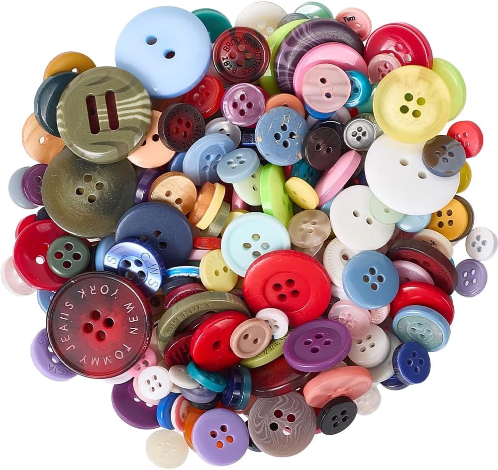 150G 4 Hole Assorted Resin Buttons Bulk Flat Round Replacement Vintage ...
