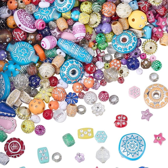 150G Plated Acrylic Beads Mixed Styles Metal Enlaced Mixed Shapes Mixed Color 6~22x6~16x3~10mm Hole: 1~3mm diy