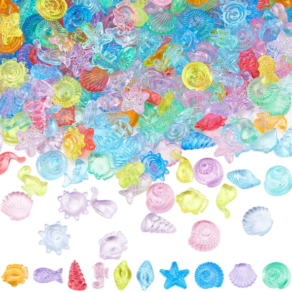 150G Summer Vase Filler Decorations Plastic Vase Fillers Assorted Colorful Transparent Ocean Starfish Seashell Conch Fish Centerpieces