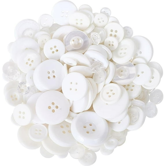 150G White 4 Hole Assorted Bulk Resin Buttons Vintage Retro Flatback Plastic Small Flat Round Replacement Decorative Chrismas Buttons