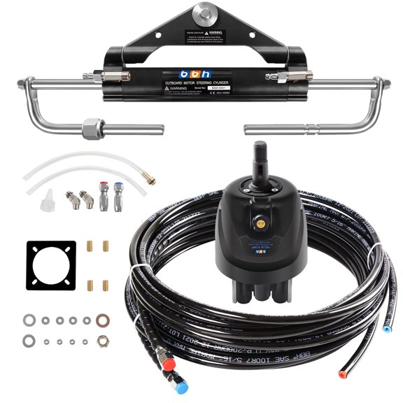 150HP Boat Hydraulic Steering System Kit with Pump, Cylinder, Tubing & Accessories for Yacht Outboard Motors