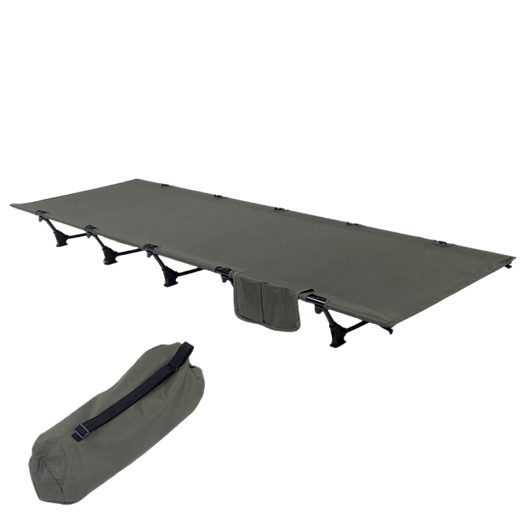 150KG Folding Camp Bed Fishing Bed Camping Bed for Outdoor Travel Aluminum Alloy Camping Bed for with Side Pockets