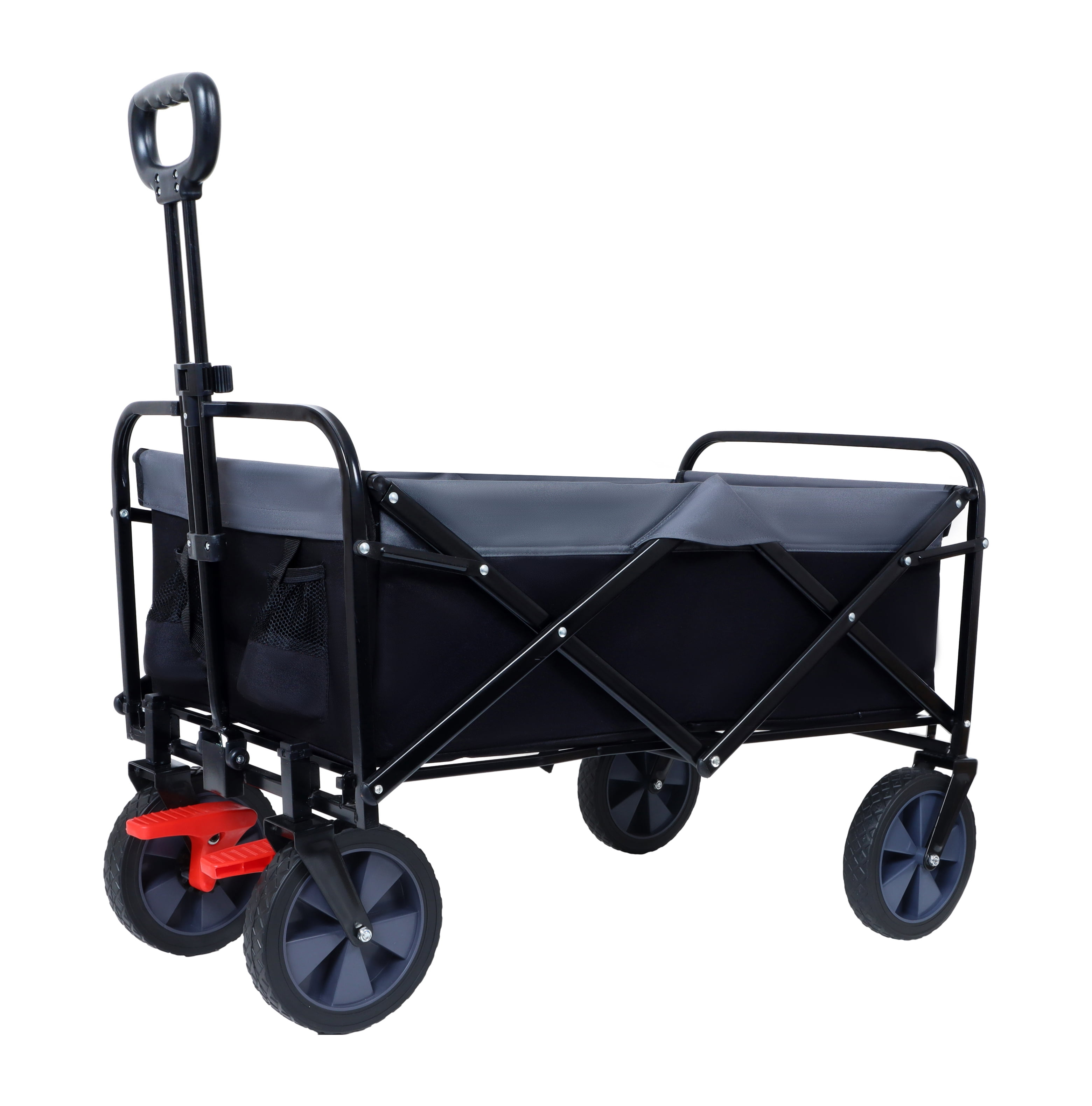 Foldable Wagon Cart 360LBS Capacity - Collapsible Utility Cart With All-Terrain Wheels & Cup Holders (Blue) Portable Garden Transport Wagon - View #3