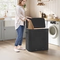 thumbnail image 1 of 150L Laundry Hamper with Lid Bamboo Laundry Basket Removable Machine Washable with Handles for Laundry Room Bedroom Ink Black, 1 of 6