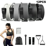 150LBS 12PCS KAMIDA Resistance Bands Set with Handles,Exercise Fitness Bands Workout Bands with Door Anchor and Ankle Straps, for Heavy Resistance Training, Physical Therapy, Home Workouts
