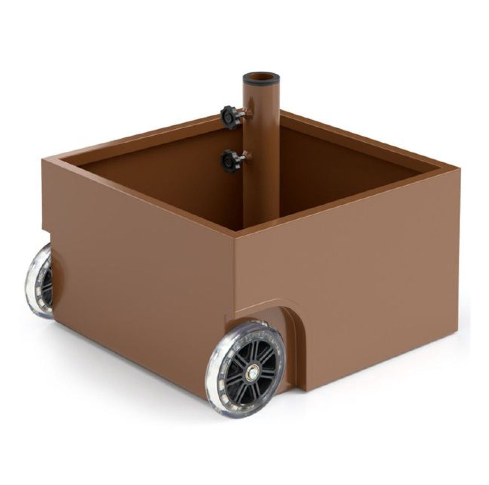 150LBS Umbrella Base with Wheels, Coffee, Patio Umbrella Stand for 7.5-11ft Umbrellas, Fillable Planter, 2 Adapters, Heavy Duty Steel