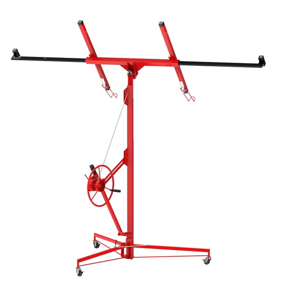 150Lbs Drywall Lift 11 Ft, Heavy Duty Drywall Panel Lifter with 4-9.5 Ft Adjustable Telescopic Arm & 3 Lockable Wheels