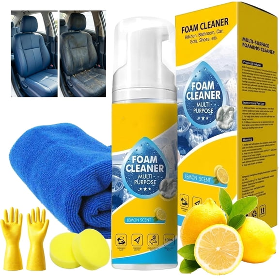 150ML 4-in-1 Multi-Enzyme Foam Cleaner, All-Purpose Deep Cleaning Spray for Car Interior, Kitchen Grease & Mattress, Wash-Free Formula for Car Enthusiasts & Busy Moms (1)