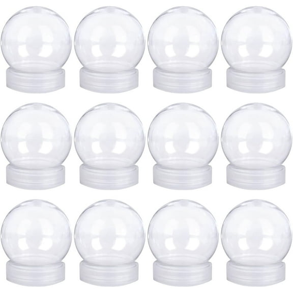 150ML Crystal Plastic Snow Globe,Clear Water Globe with Screw Off Cap,Empty Candy Cookie Jars,Fillable Snow Globe,Mini Ornaments for Christmas Home DIY Crafts Decoration 12Pack