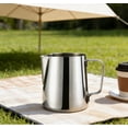 thumbnail image 1 of 150ML Stainless Steel Milk Frothing Jug, Latte Art Pitcher for Coffee & Milk, Polished Metal Jug, Ergonomic Handle, Ideal for Home Baristas & Caf茅 Use, 150ml, 1 of 8