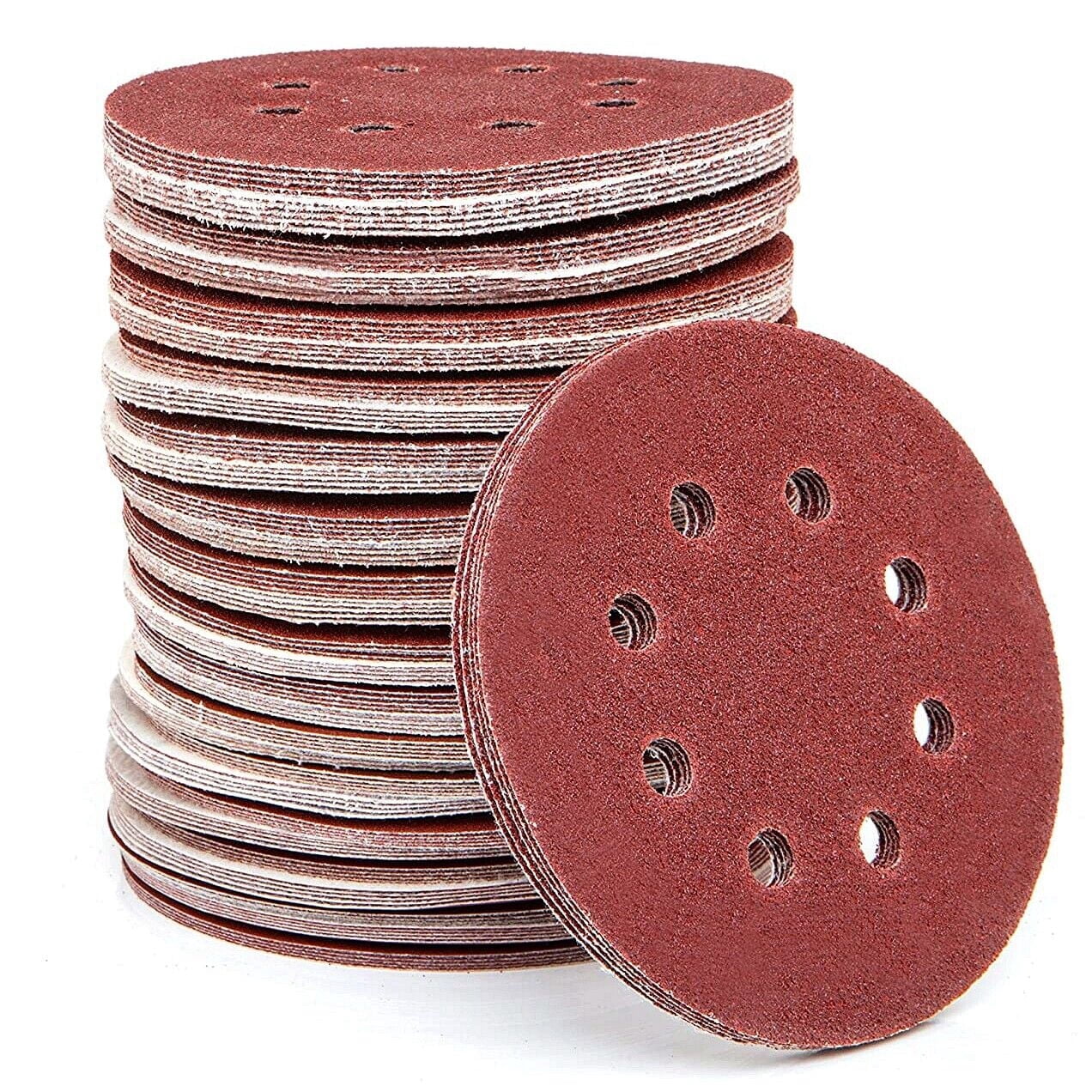 SATC 150Pcs 5"(125mm) 8-Hole Sanding Discs Hook and Loop Multi-Grit 60-600 Assorted for Polishing