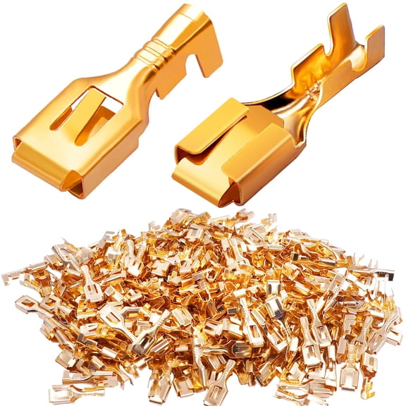 150PCS 6.3mm Male Female Spade Connector Quick Splice Crimp Terminals Non Insulated Wire Connector for Electrical Wiring Relay Car Audio Speaker N-005-6.3