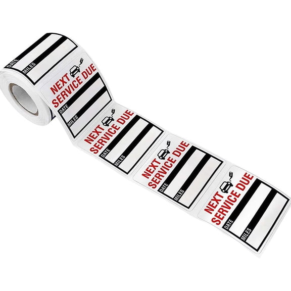 150PCS Automotive Oil Change Reminder Labels, Removable Waterproof Self-Adhesive Stickers, Car Maintenance Service Due Warning Decals Roll Pack