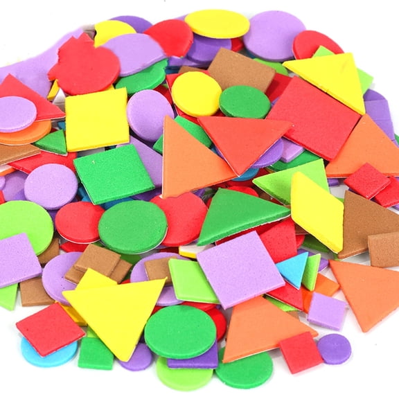 150PCS/Bag Handmade EVA Color Pattern Stickers, Kindergarten Self-adhesive Geometric Foam Stickers, 1-3CM