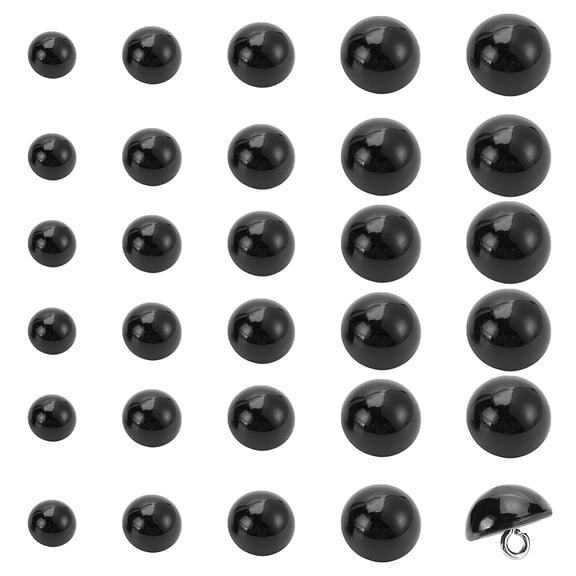 150PCS Black Pearl Buttons 5 Size Half Round Buttons Decorative Resin Imitation Pearl Shank Buttons for Gloves Sweaters Shirts Hats Scarves Crafts