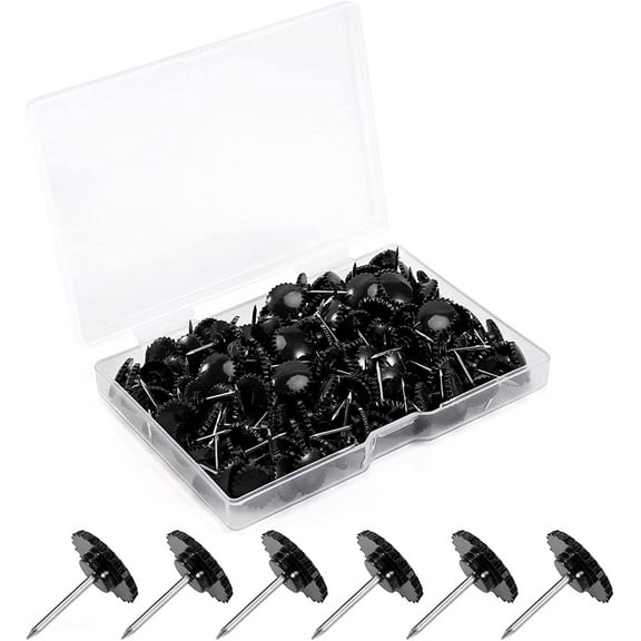 150PCS Black Push Pins, Standard Clear Thumb Tacks Steel Point and Transparent Plastic Head for Bulletin Board, Fabric Marking, Crafts and Office Organization