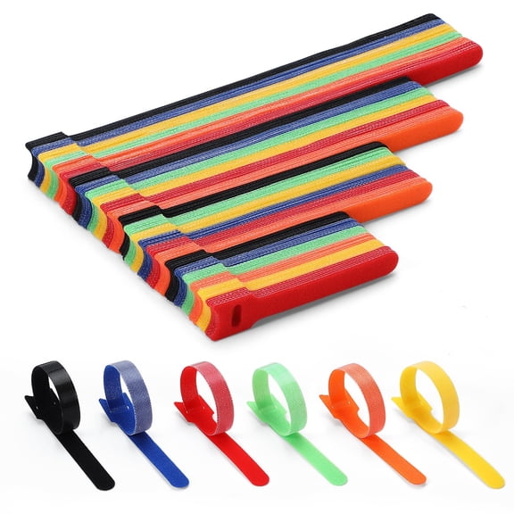 150PCS Cable Ties Multi-Color Adjustable Fastening Straps Reusable Hook and Loop Cord Wraps for Cable Management Home Office Garage
