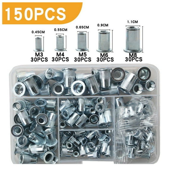 150PCS Carbon Steel Rivets and Nuts KitF Easy Install for All Projects