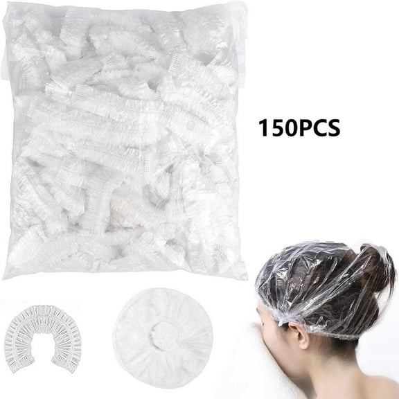 150PCS Disposable Shower Caps, Large Waterproof Hair Caps for Women & Men, Deep Conditioning, Travel, Spa, Home, and Hotel Use, Reusable Bath Caps for Long Hair (20.86")