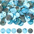 thumbnail image 1 of 150PCS Flat Round Shell Beads 15mm Disc Coin Seashells Charms Dodger Blue Natural Akoya Shell Dyed Disc Charms for DIY DIY Craft Earring Bracelet Necklace Jewelry Making, 1 of 9