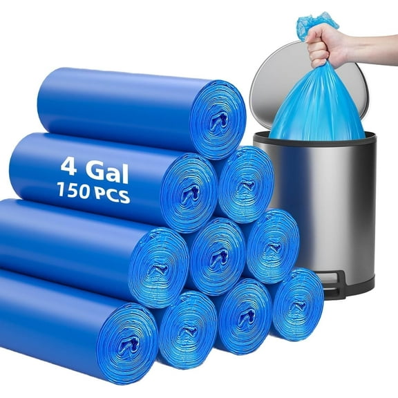 150 Count Trash Bags 4-6 Gallon Compostable Garbage Bags, Unscented Leak Proof Biodegradable Bags Wastebasket Liners, Bathroom trash bags