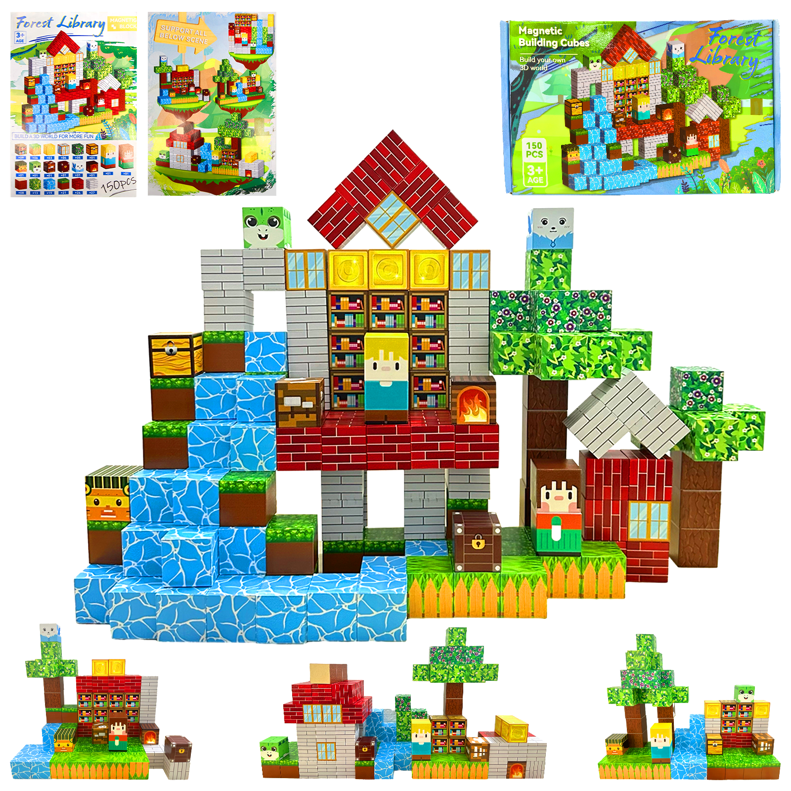 150PCS Magnetic Blocks-Build Magnet World Set, Magnetic Building Blocks Toddler Toys STEM Montessori Sensory Outdoor Toys for Boys and Girls Ages 3+, Christmas Birthday Gifts for Kids