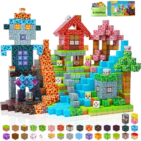 150PCS Magnetic Blocks, Magnetic Building Blocks, STEM Constructions Magnet Blocks for Boys Girls Age 3 4 5 6 7 8 9 10, Sensory Stacking Toy Christmas Birthday Gifts for Kids, 1" Large Size