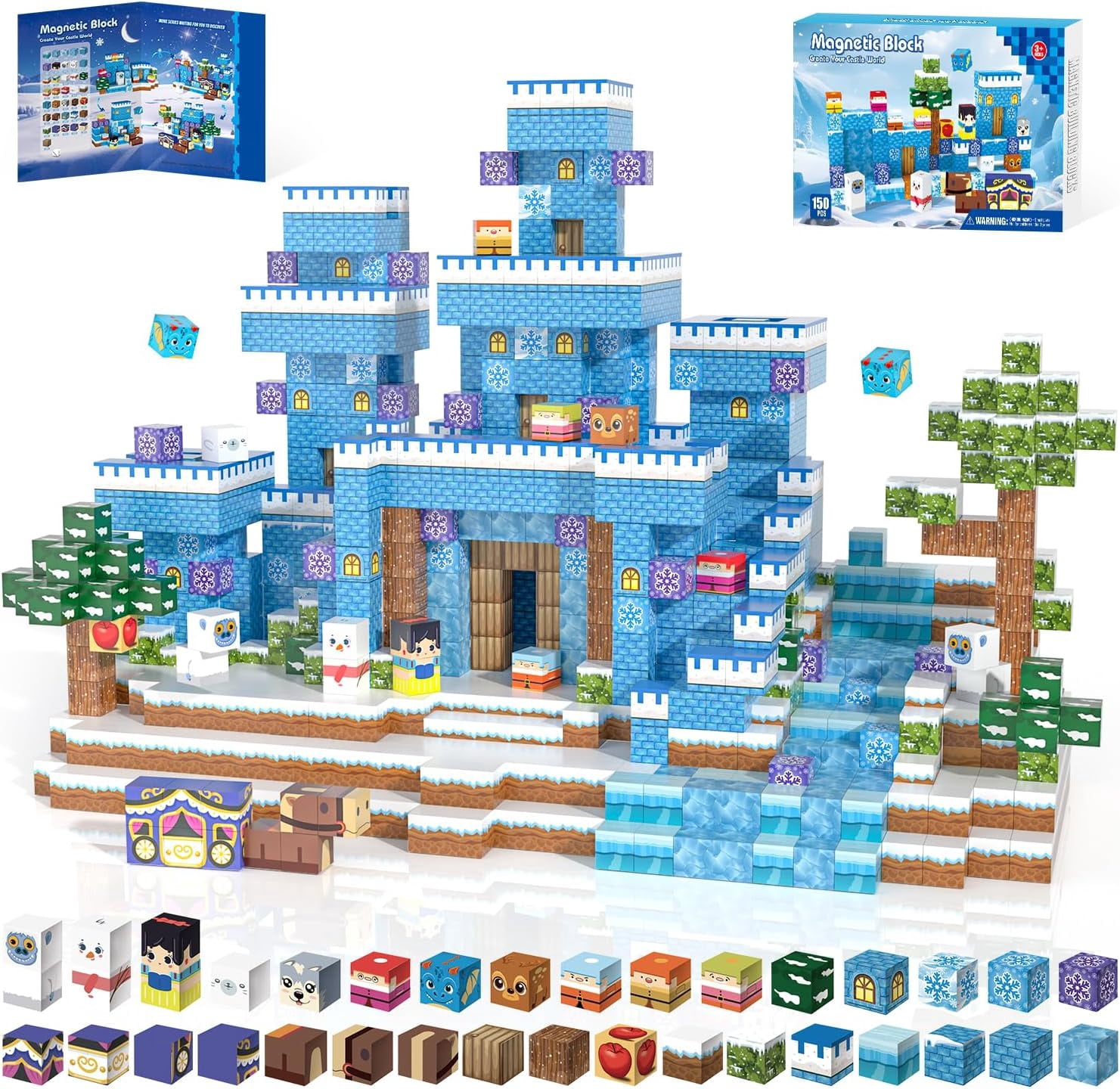 Sticky Note Snowflake 150PCS Magnetic Building Blocks Cubes – Construction Toys for Boys ...