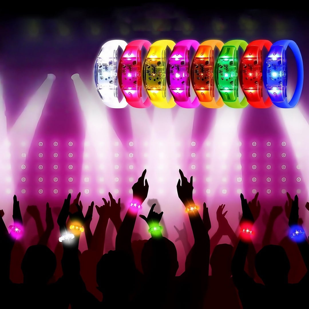 Musical Silver Led 150PCS Music & Sound Activated Glow Bracelets Led Bracelet Music Rhythm ...