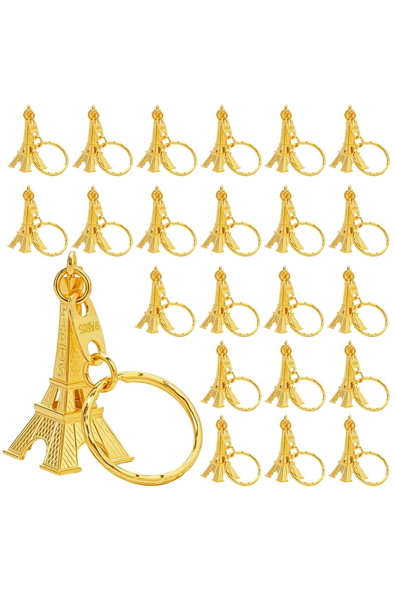 150PCS Paris Tower Keychain Alloy French Characteristic Souvenirs Keyring Bulk Golden Tower Model Retro Adornment