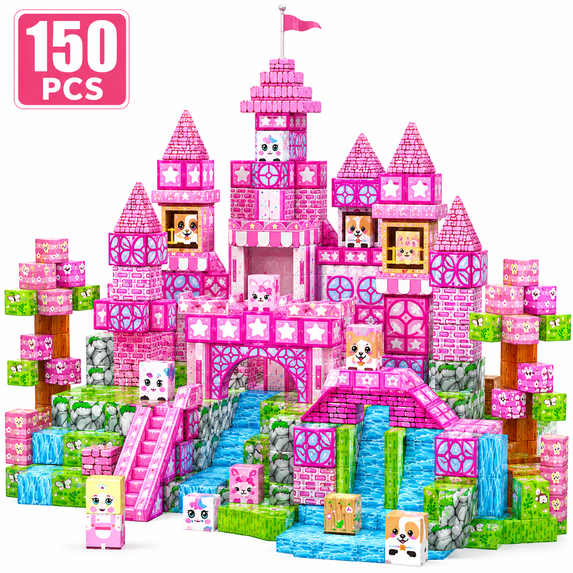 150PCS Princess Magnetic Building Blocks, Sensory Construction Toys for Girls Ages 3-10, Adorable Gift for Toddlers & Kids