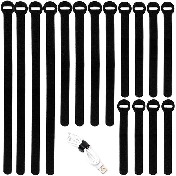 150PCS Reusable Cable Ties - 4+6+8+10inch Multi-Purpose management Hook & Loop Straps Wire Ties,Adjustable Fastening Cord Organizer,Cable Organizer for Home,Office and Data Centers,Black
