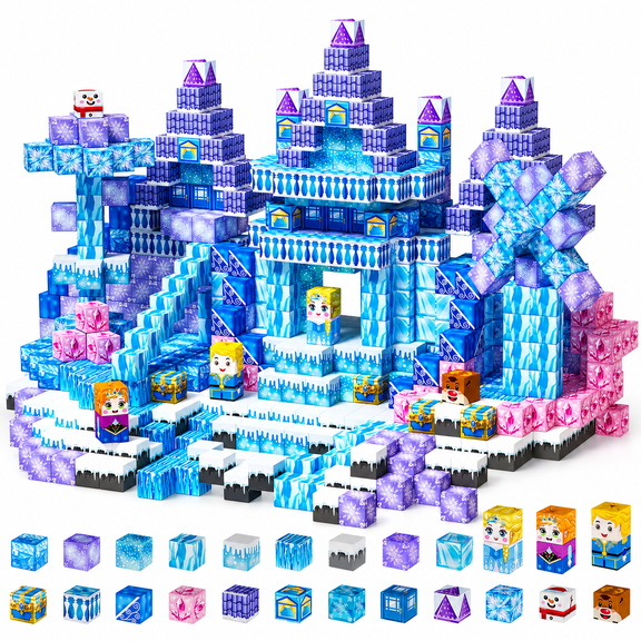 150PCS Snow Castle Magnetic Blocks for Kids Ages 3-12, Magnetic Building Cubes STEM Building Blocks Set with Strong Magnets, Magnetic Toys Educational Construction Set for Boys Girls