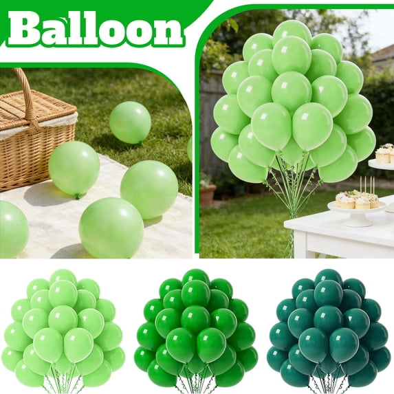 150PCS Thickened Green Balloons 10 Inches Party Decoration Plastic Balloons Set for Arch Garland and Event Decor