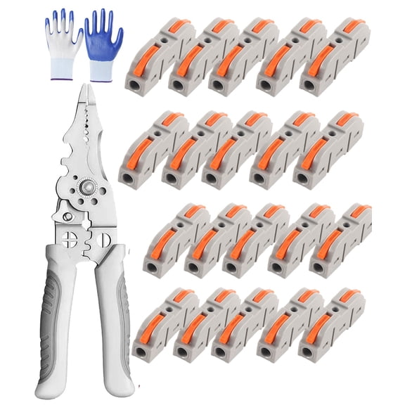 150PCS Universal Quick Lever Electrical Wire Connectors (24-12 Awg) Assortment + Wire Stripper, Flame Retardant Wire Splicing Connectors for Inline Terminals 1 in 1 Out