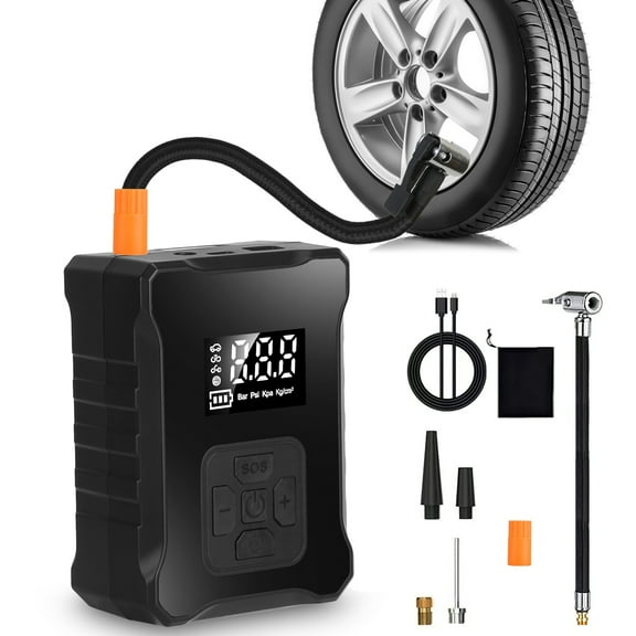 150PSI Cordless Tire Inflator Teqhome Portable Air Compressor for Car Bike Ball Motorcycle Tire Emergency Power Bank Air Pump with 4000mAh Battery 4 Inflation Modes LED Light