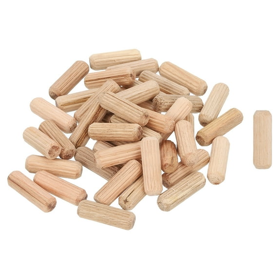 Uxcell 150 Pack 1/3" x 1" Wooden Dowel Pins, Furniture Woodwork Grooved Fluted Pin