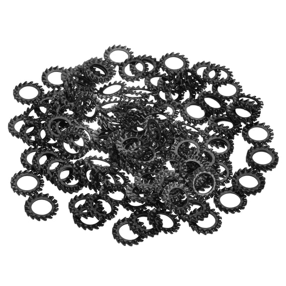 150Pack External Tooth Lock Washer M10 Carbon Steel Serrated Locking Washer Black