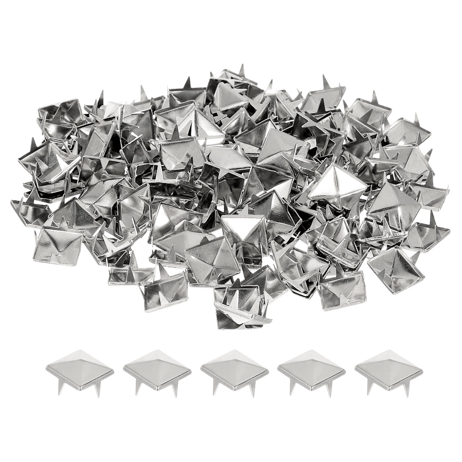 Titanium Pyramid Rivets 150Pack Square Pyramid Rivets for Clothing, 10mm Four-Jaw Studs Spikes ...