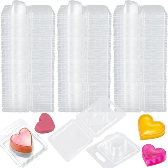 150Pack Wax Melt Container 1.3 Oz Plastic Wax Melt Set for Wax Melts Clear Wax Flip Top, Empty Candle Melt,Heart Shape