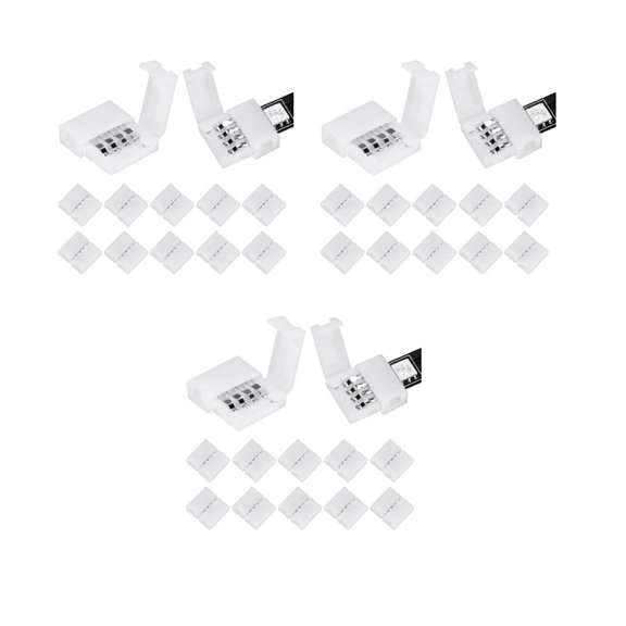 150Packs 4-Pin RGB LED Light Strip Connectors 10mm LED Strip Gapless Solderless Adapter Terminal Extension